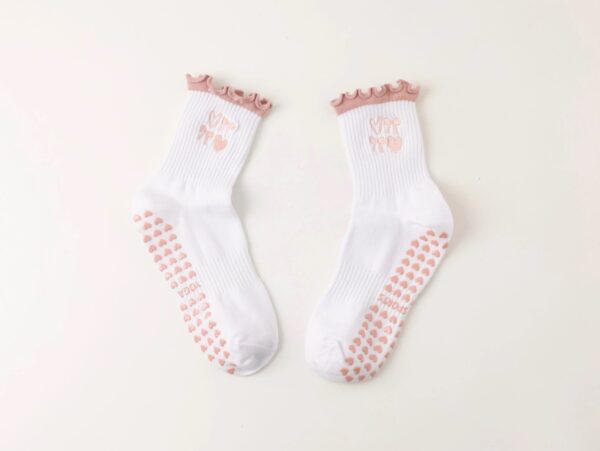 Pink Heart Grip Pilates Socks