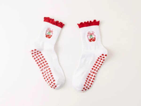 Cherry Grip Pilates Socks